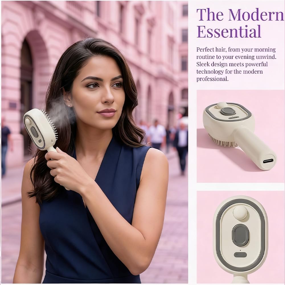 Steam Brush | Rechargeable Detangling Tool with Oil
